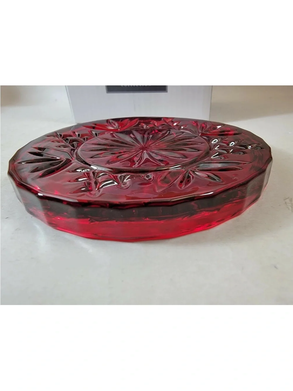 Shannon by Godinger Dublin Red Crystal Glass Coaster Set of 4